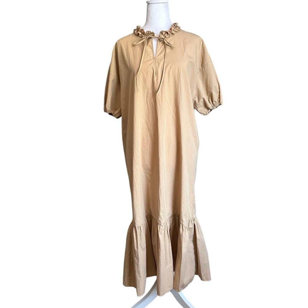 Zara Women’s Ruffle Neck Short Sleeve Boho Midi Dress size M